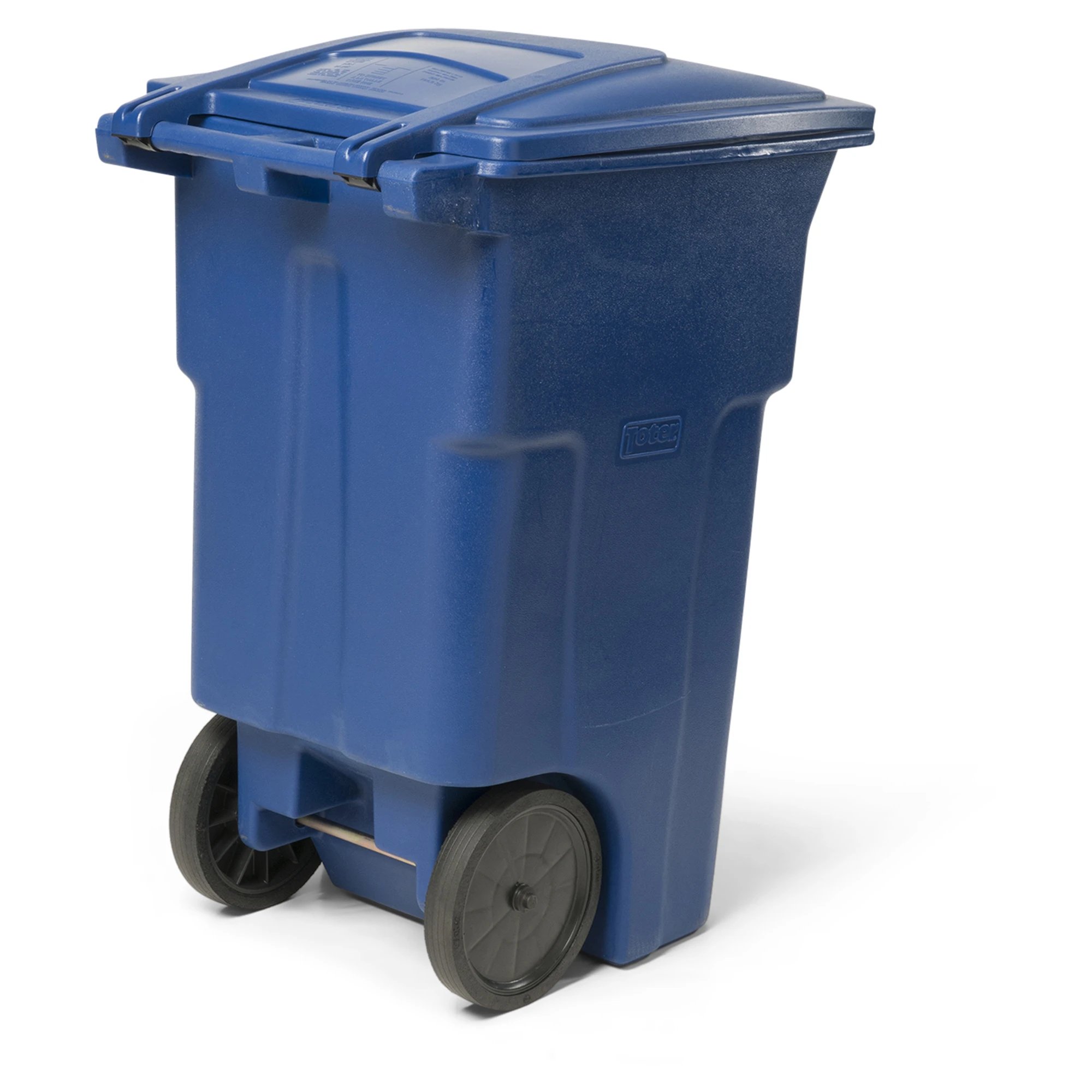 Toter® 64 Gal. Blue Trash Can with Quiet Wheels and Attached Blue Lid