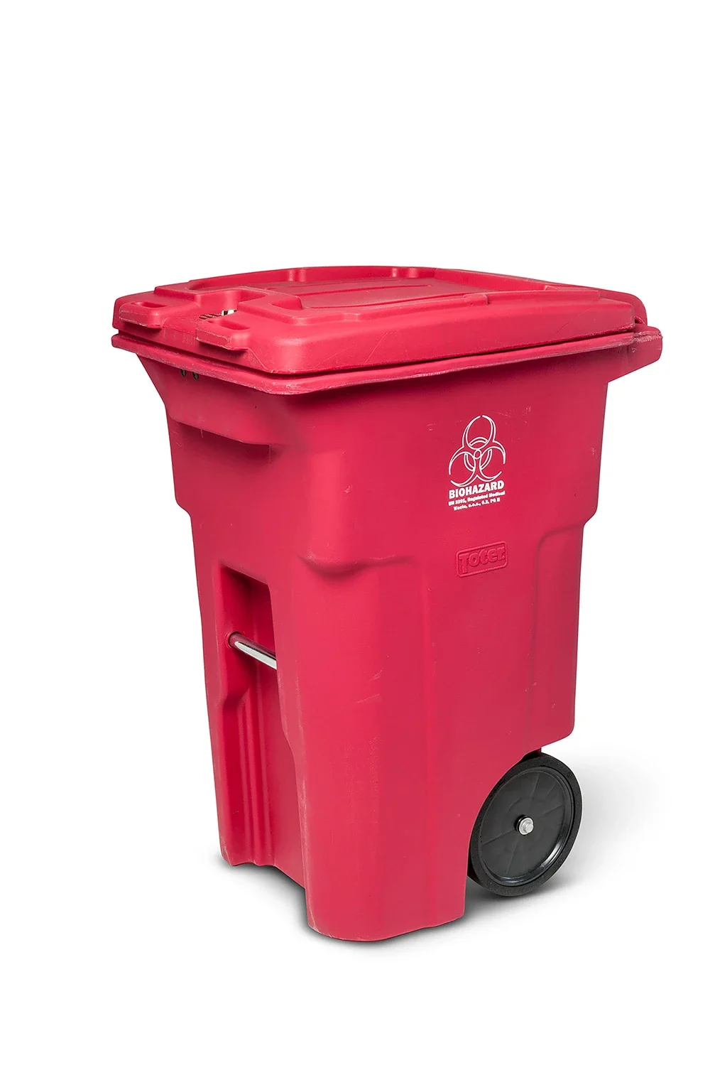 Toter® 64 Gal. Red Hazardous Waste Trash Can with Wheels and Lid Lock