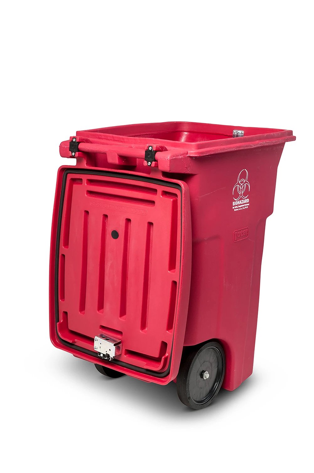 Toter® 64 Gal. Red Hazardous Waste Trash Can with Wheels and Lid Lock