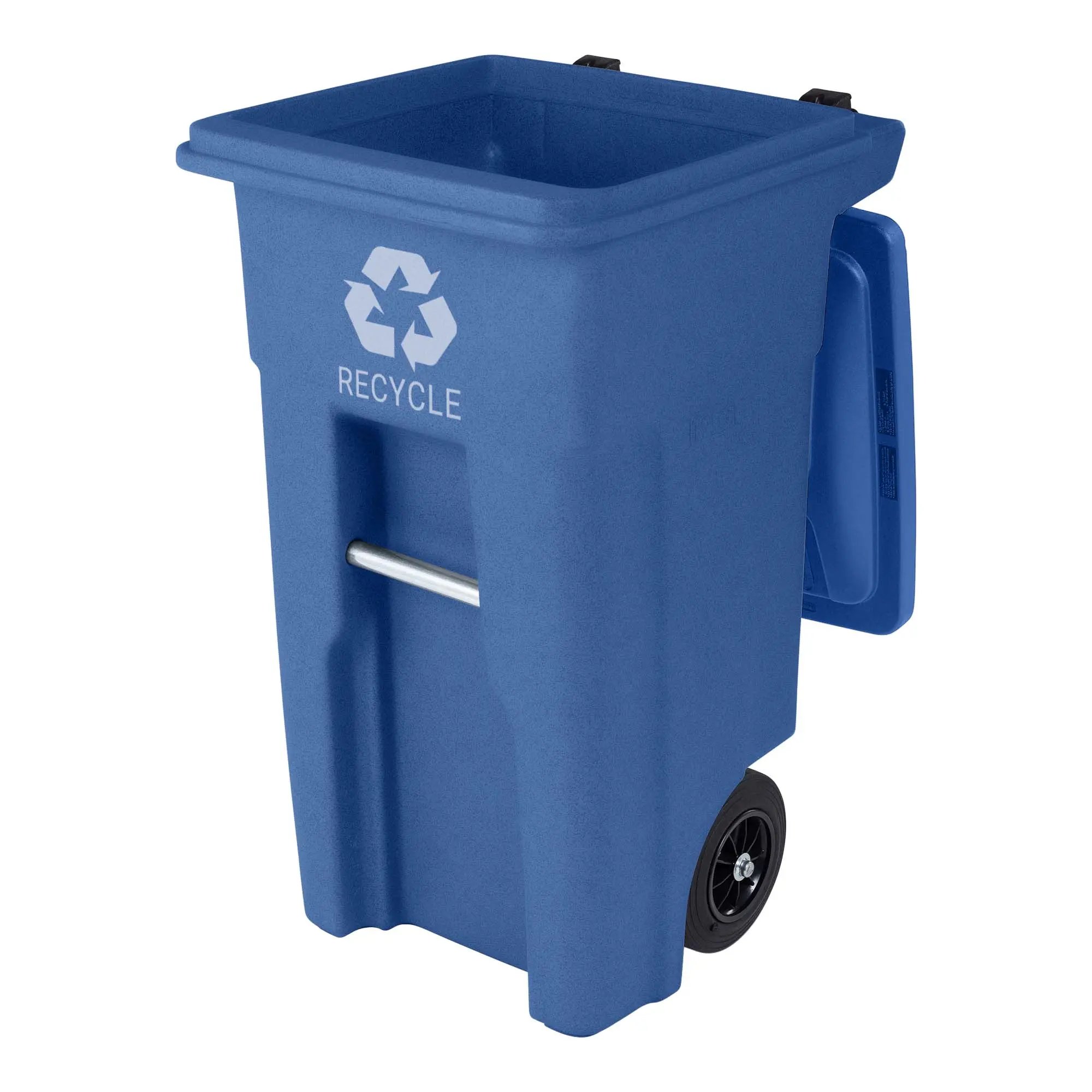 Toter® 32 Gal. Blue Trash Can with Quiet Wheels and Attached Blue Lid