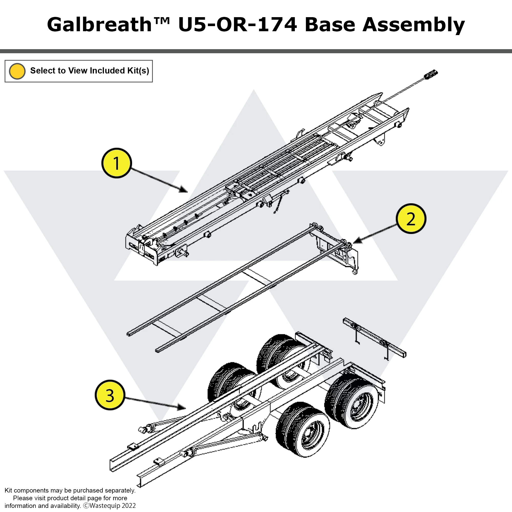 Galbreath™ Hoist U5OR174 Main Frame Hydraulics and Parts Assembly