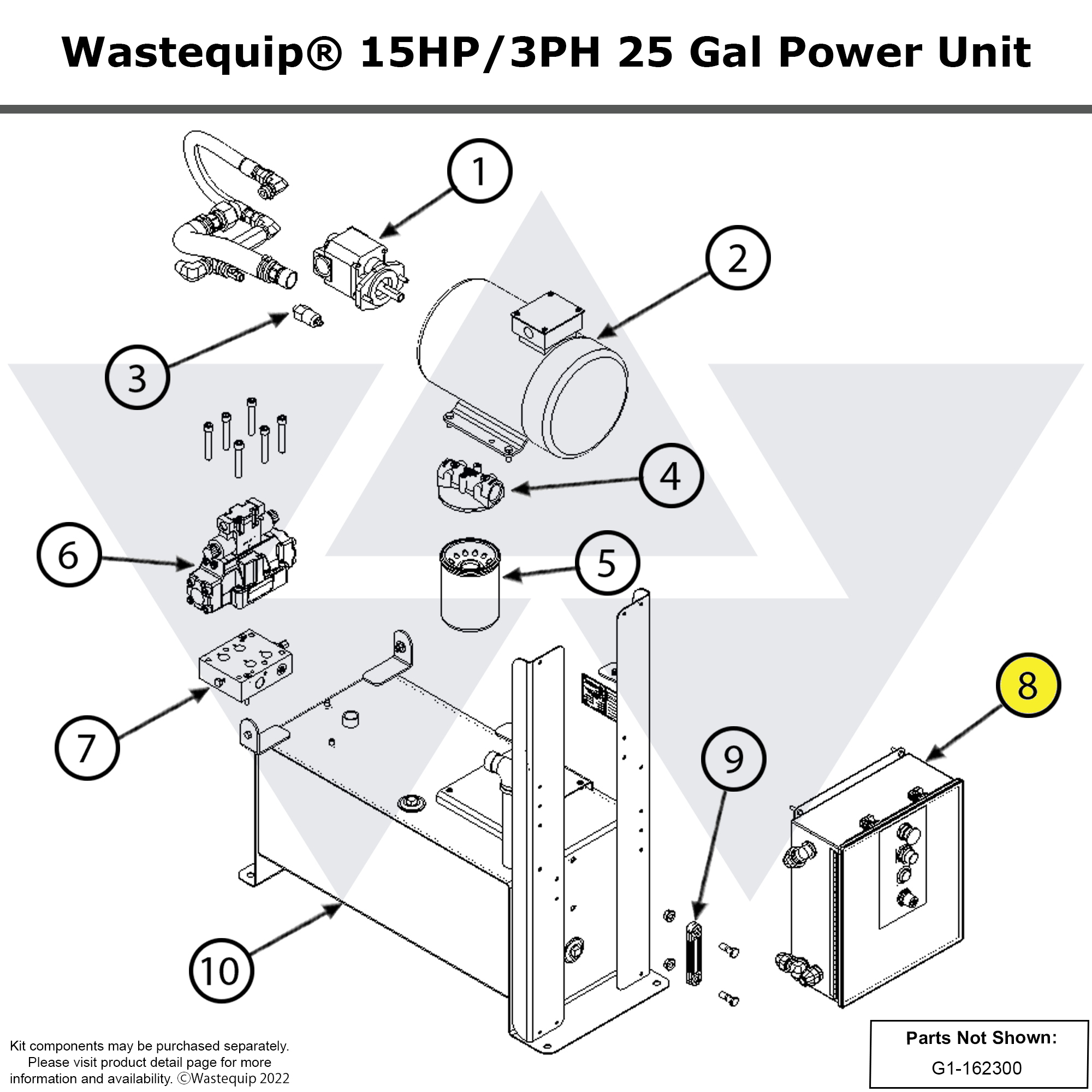 Wastequip® 15HP/3PH 25 Gal 445HD Power Unit | Wastebuilt.com