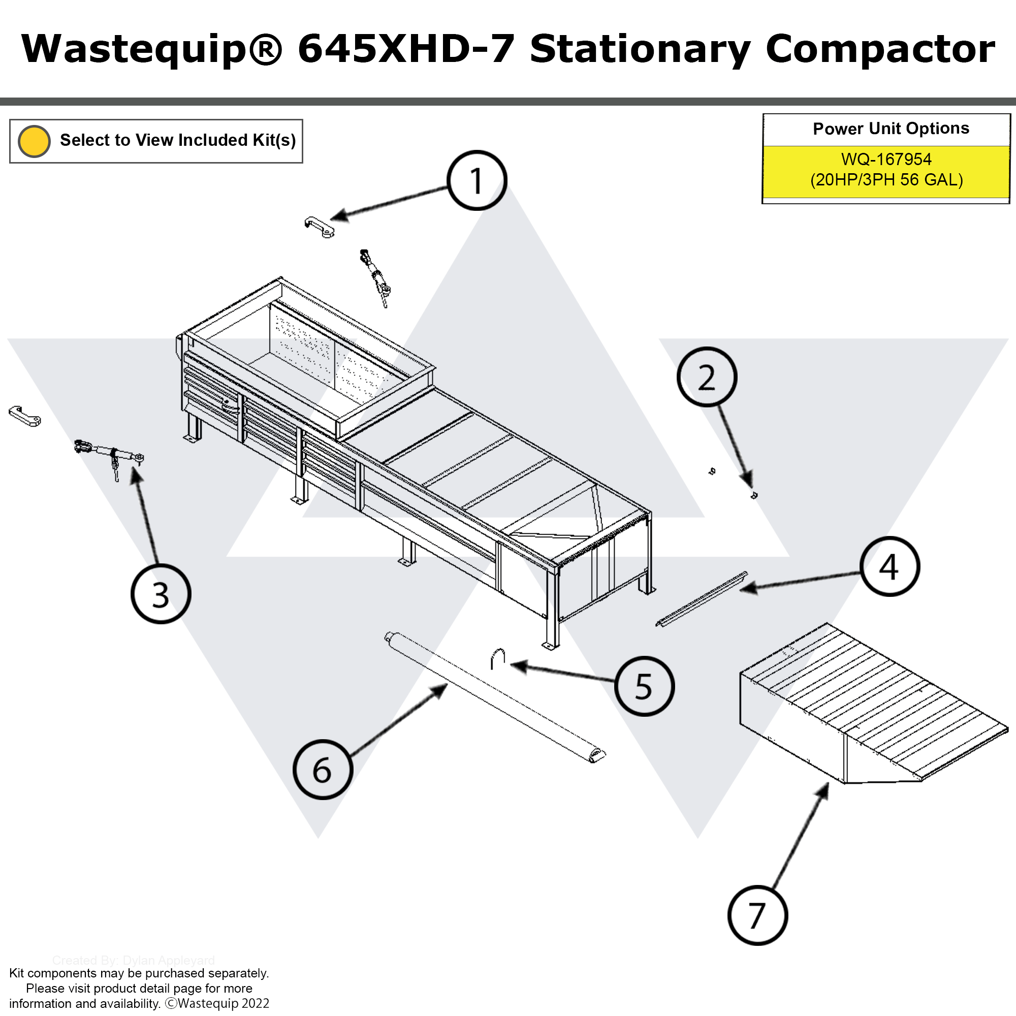 Wastech Compactor Rails Wastequip® 645XHD-7 Stationary Compactor | Wastebuilt.com