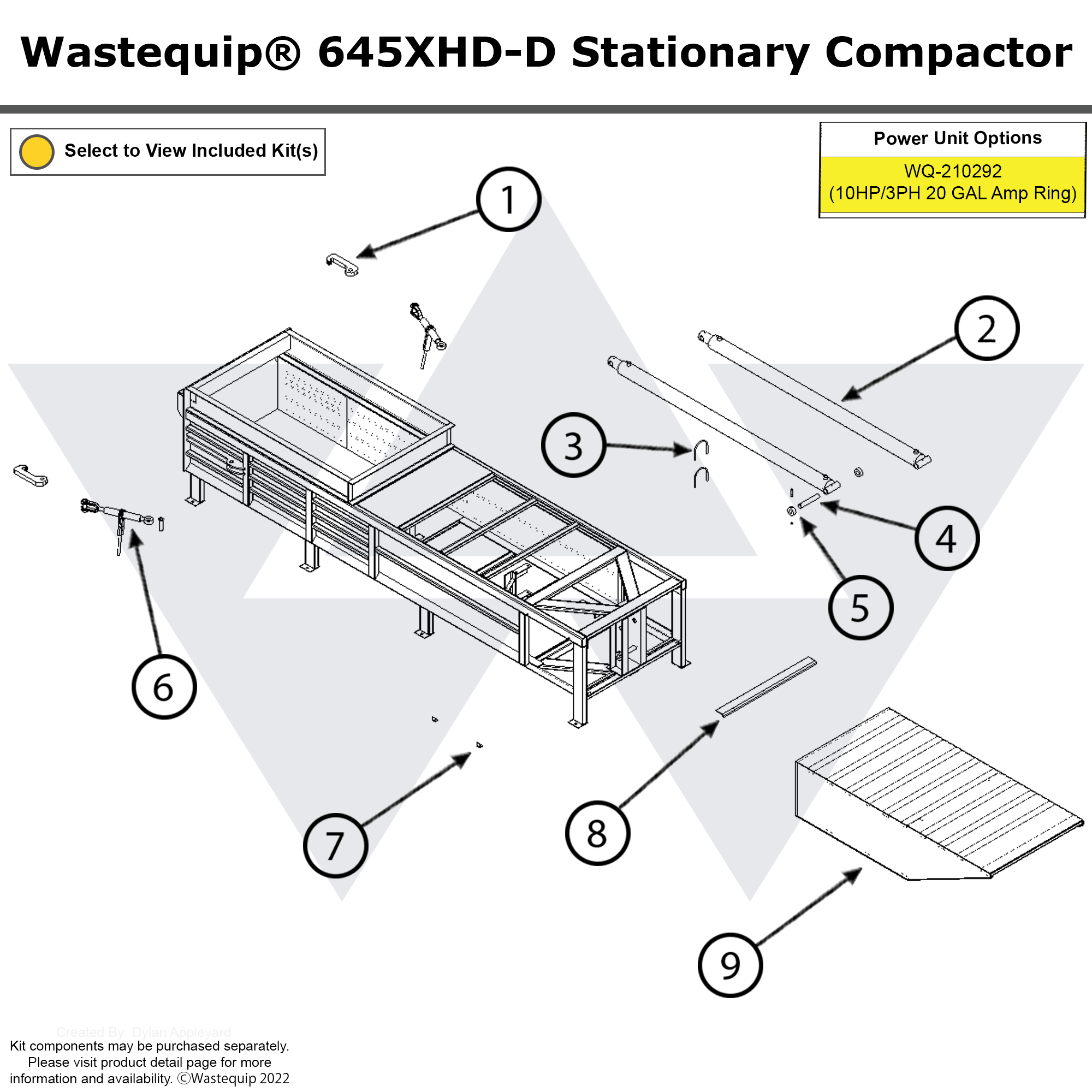 Wastech Compactor Rails Wastequip® 645XHD-D Stationary Compactor | Wastebuilt.com