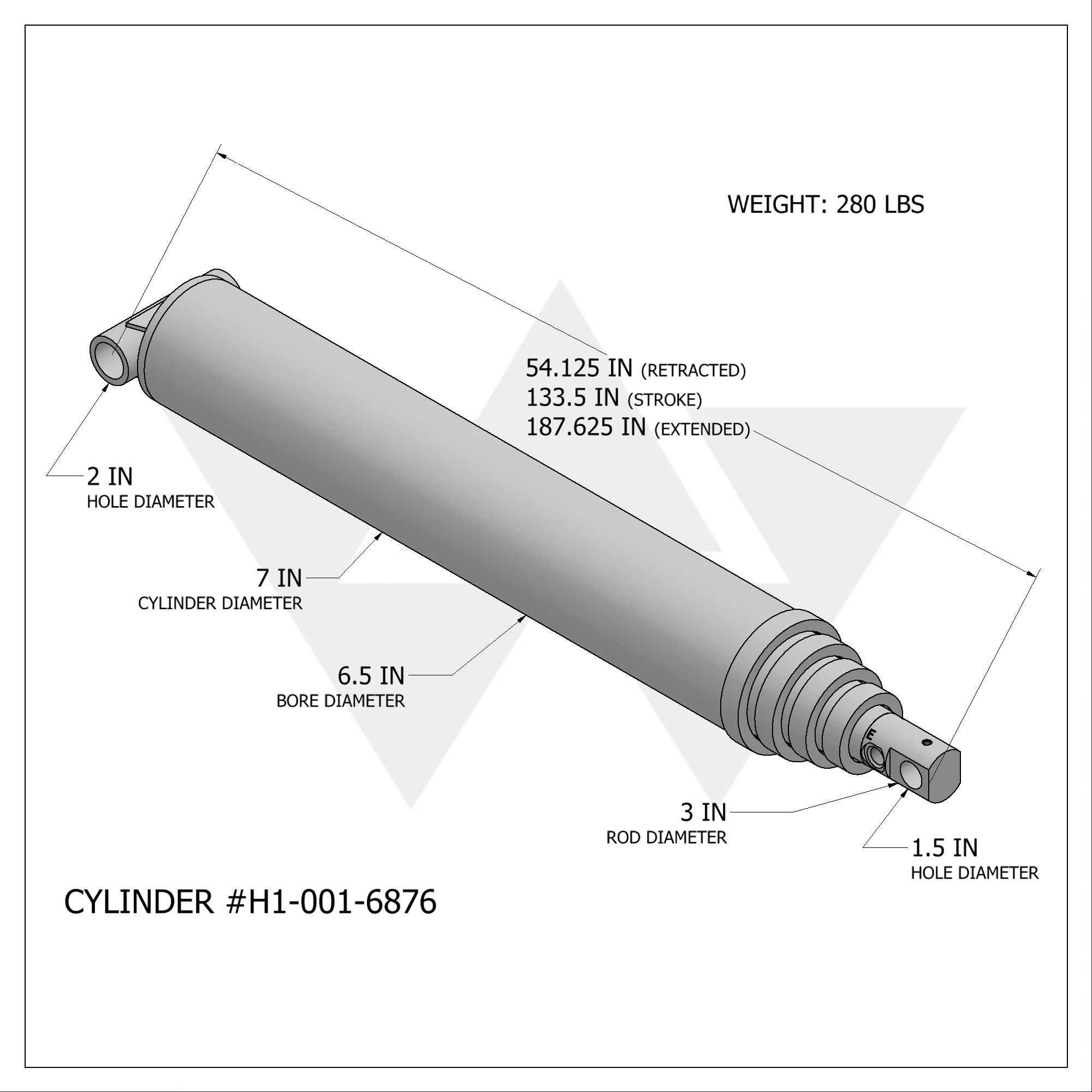 Wastebuilt® Replacement for Heil 5000 25 Yard Ejector Cylinder (6"-5"-4"-3" X 133.5")