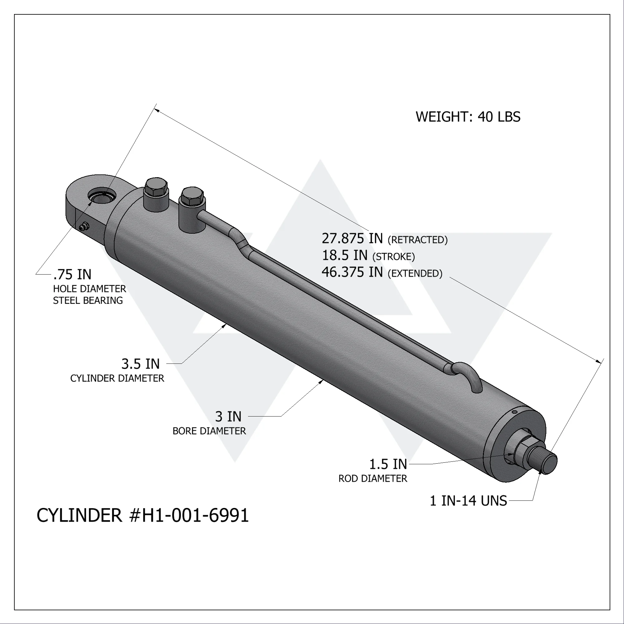 Wastebuilt® Replacement for Heil Tailgate Raise Cylinder (3