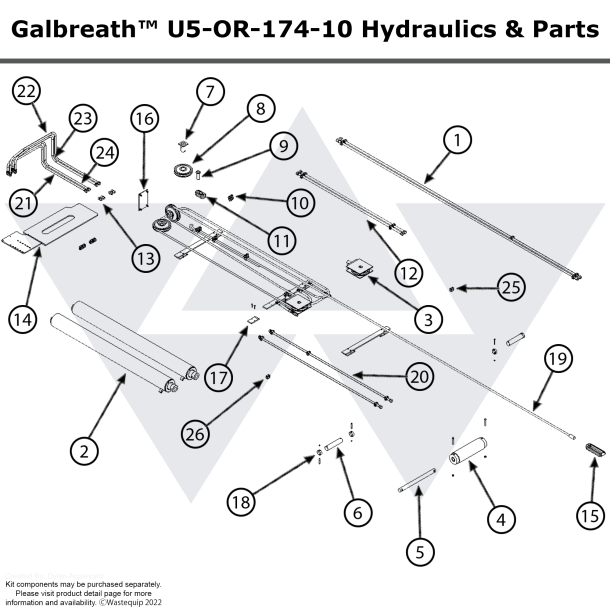 Galbreath™ Hoist U5OR17410 Main Frame Hydraulics and Parts Assembly