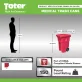 Toter® 64 Gal. Red Hazardous Waste Trash Can with Wheels and Lid Lock slider navigation image