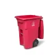 Toter® 64 Gal. Red Hazardous Waste Trash Can with Wheels and Lid Lock slider navigation image