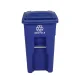 Toter® 32 Gal. Blue Trash Can with Quiet Wheels and Attached Blue Lid slider navigation image